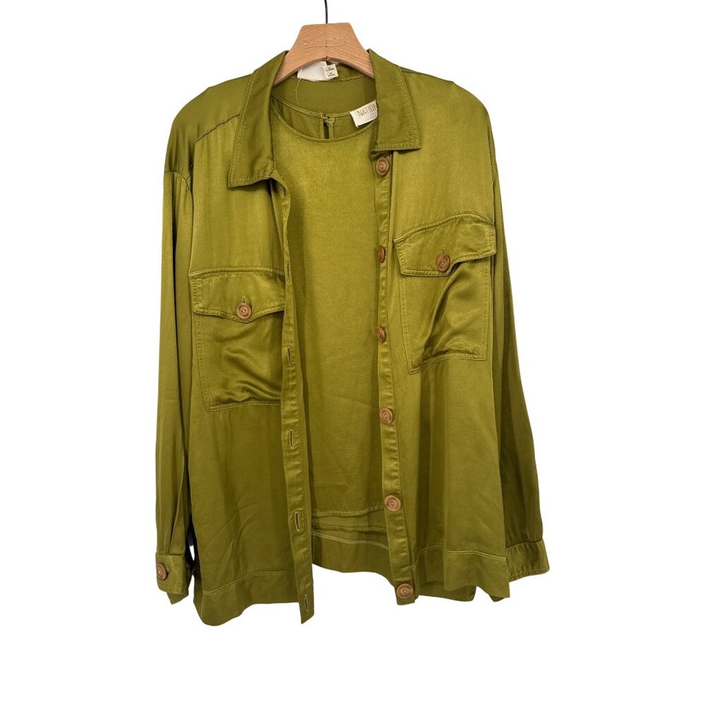 Nation Ltd Satin delany top with cami Green Rayon Women’s Size Large